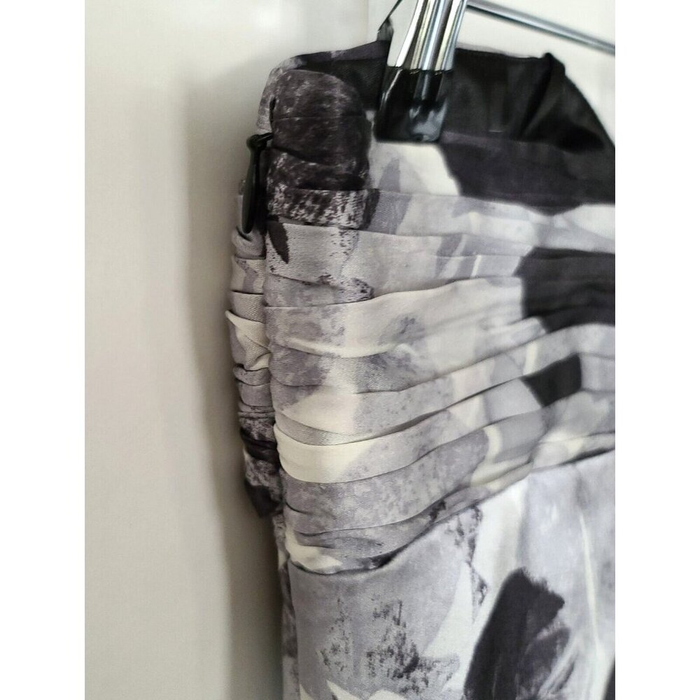 LAUNDRY by Shelli Segal Abstract Print Strapless Silk Mini Dress Sz 2 Black Gray - Picture 9 of 10